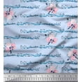 thumbnail image 1 of Soimoi Blue Cotton Voile Fabric Leaves & Ranunculus Floral Decor Fabric Printed Yard 56 Inch Wide, 1 of 3