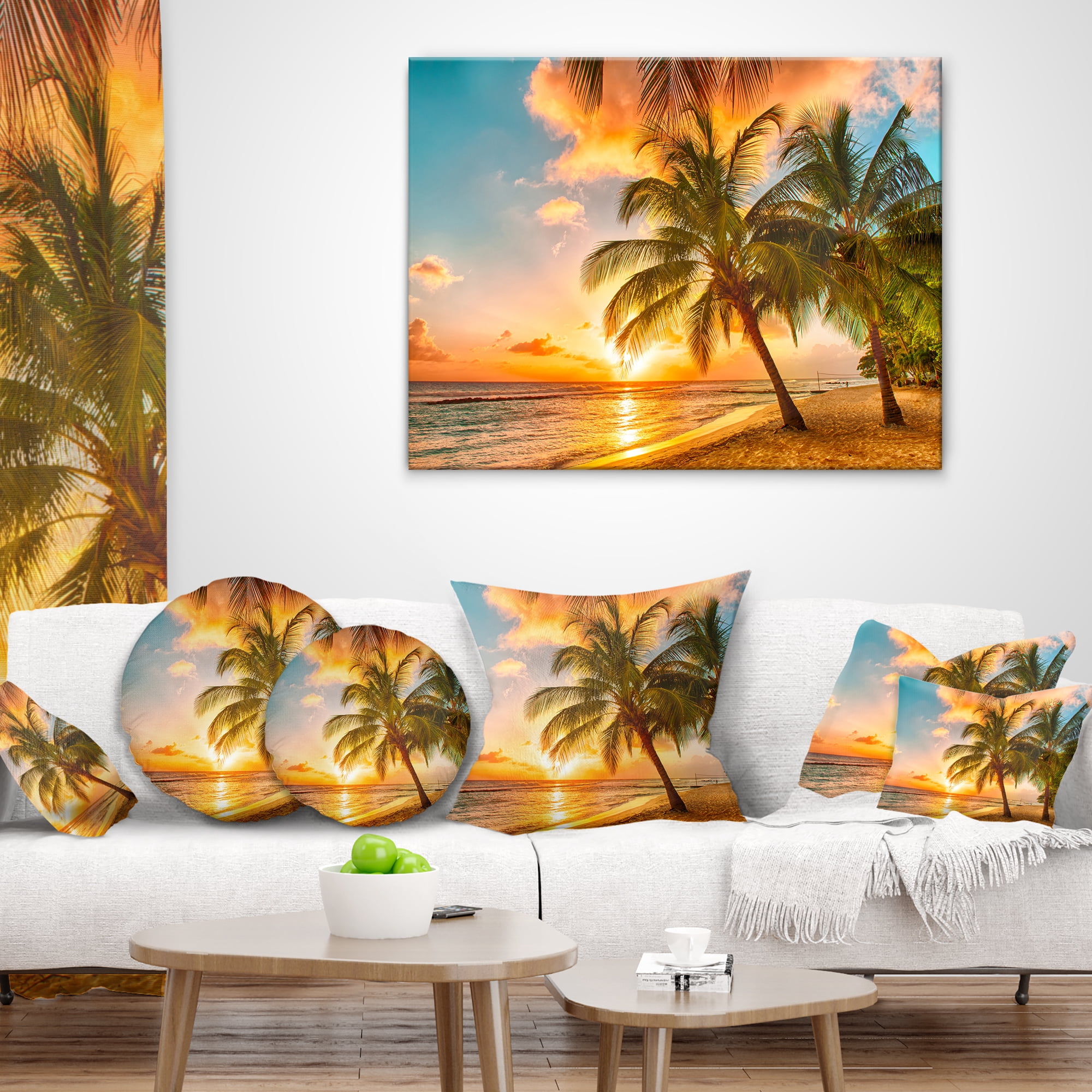 Designart Barbados Landscape - Photography Throw Pillow - 18x18