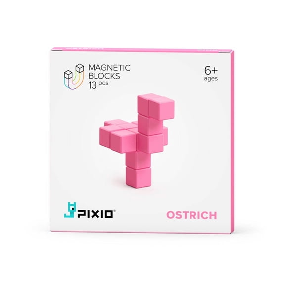 PIXIO Pink Ostrich - 13 Magnetic Blocks | Magnetic Building Toy & STEM Construction Set   Free App