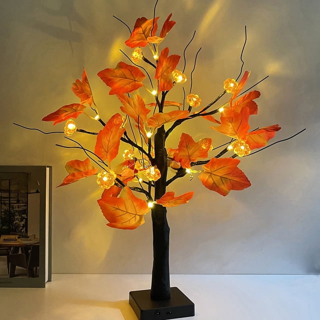 Luces LED de hoja de arce amarilla para decoración de interiores, fiestas, eventos, festividades, festivales y cosechas de Halloween. Luces de arce brillantes.