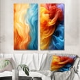 thumbnail image 1 of Designart "Orange Turquoise Liquid Art Vibrant II" Abstract Shapes Wall Art Set Of 2 - Transitional Blue Wall Decor Set Of 2, 1 of 6