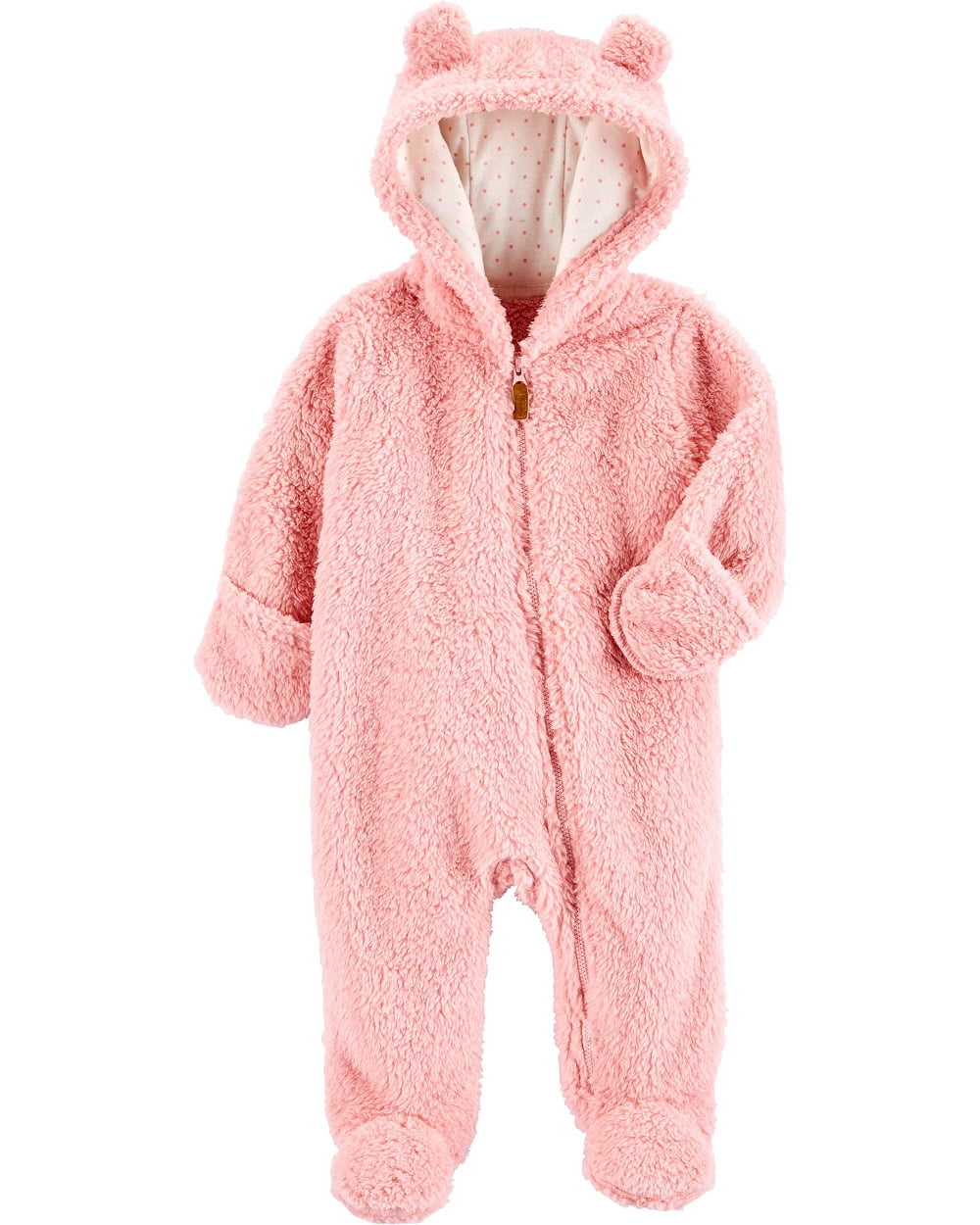 Carter's Baby Girls' Sherpa Pram Jumpsuit, Pink, 9 Months