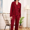 thumbnail image 3 of Promotion Promotion Women Pajamas Set Red Check Cardigan Shirt Trousers Casual Sleepwear Home Nighty Comfy Loungewear, 3 of 7