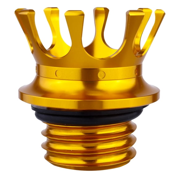 Rotary Gas Tank Cap for Harley XL 883 1200 – Golden Aluminum Fuel Tank Cover with Crown Design, Universal Fit Motorcycle Oil Cap Replacement