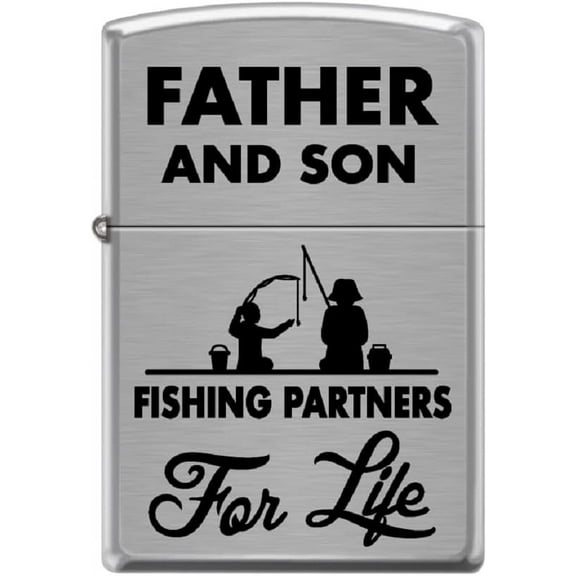 Zippo Lighter-Father and Son Fishing Outdoors Brushed Chrome Lighter #Z5527