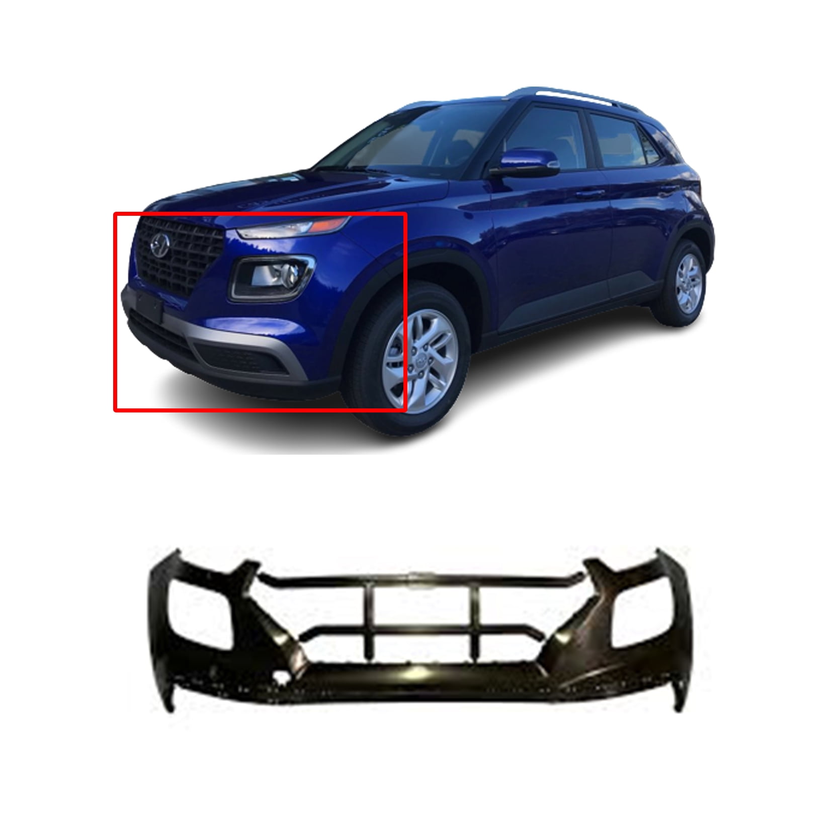Front Upper Bumper Cover For 20202022 Hyundai Venue Primed HY1014103
