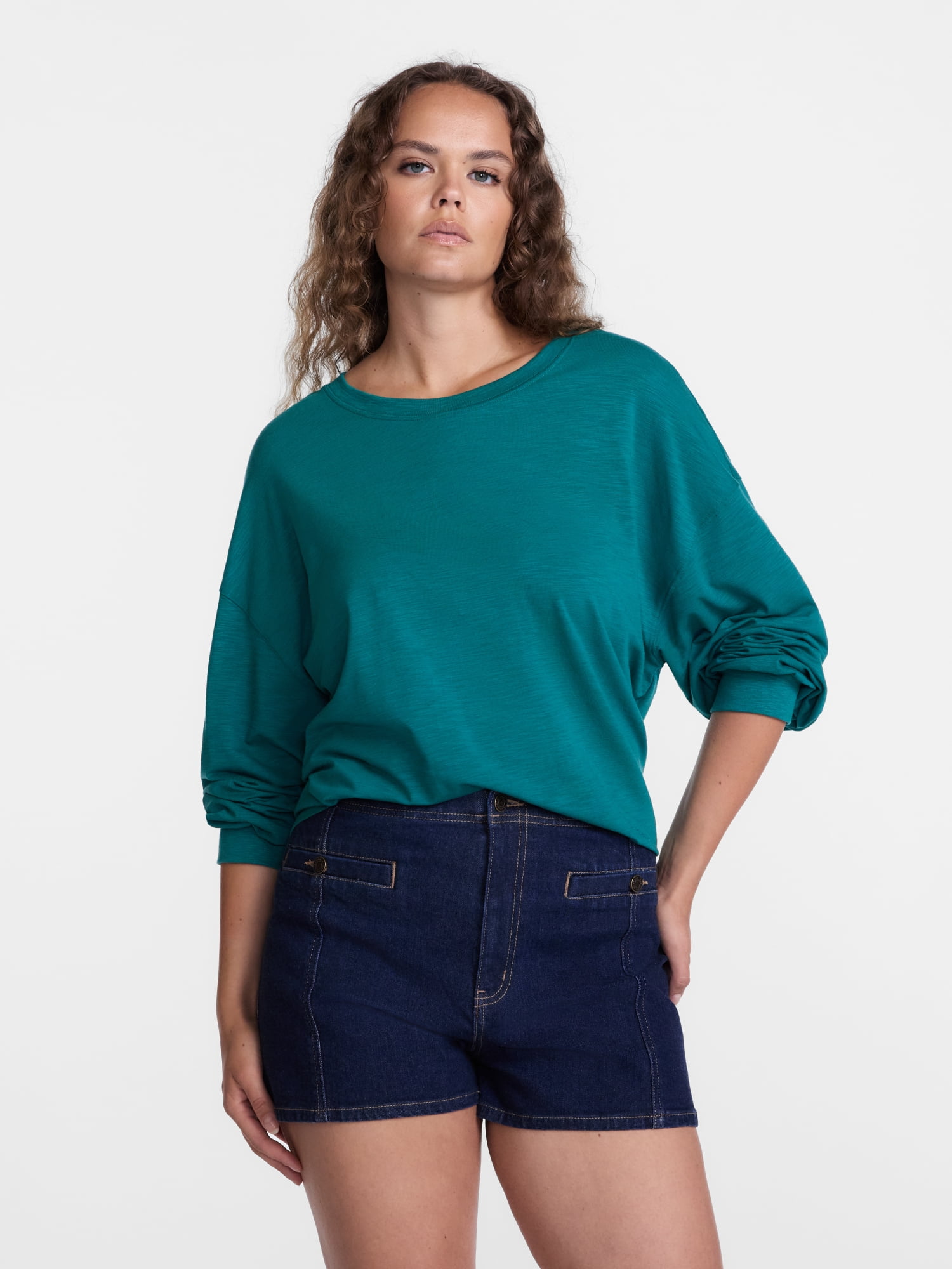 Scenario Women's Oversized Tee with Long Sleeves, Sizes XS-XXXL