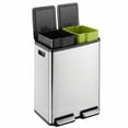 thumbnail image 2 of CONCETTA Dual Compartment 60L Trash Can, 2 x 8 Gallon, Stainless Steel Garbage Bin with Soft-Close Lid,  Removable Inner Buckets, for Kitchen, 2 of 8