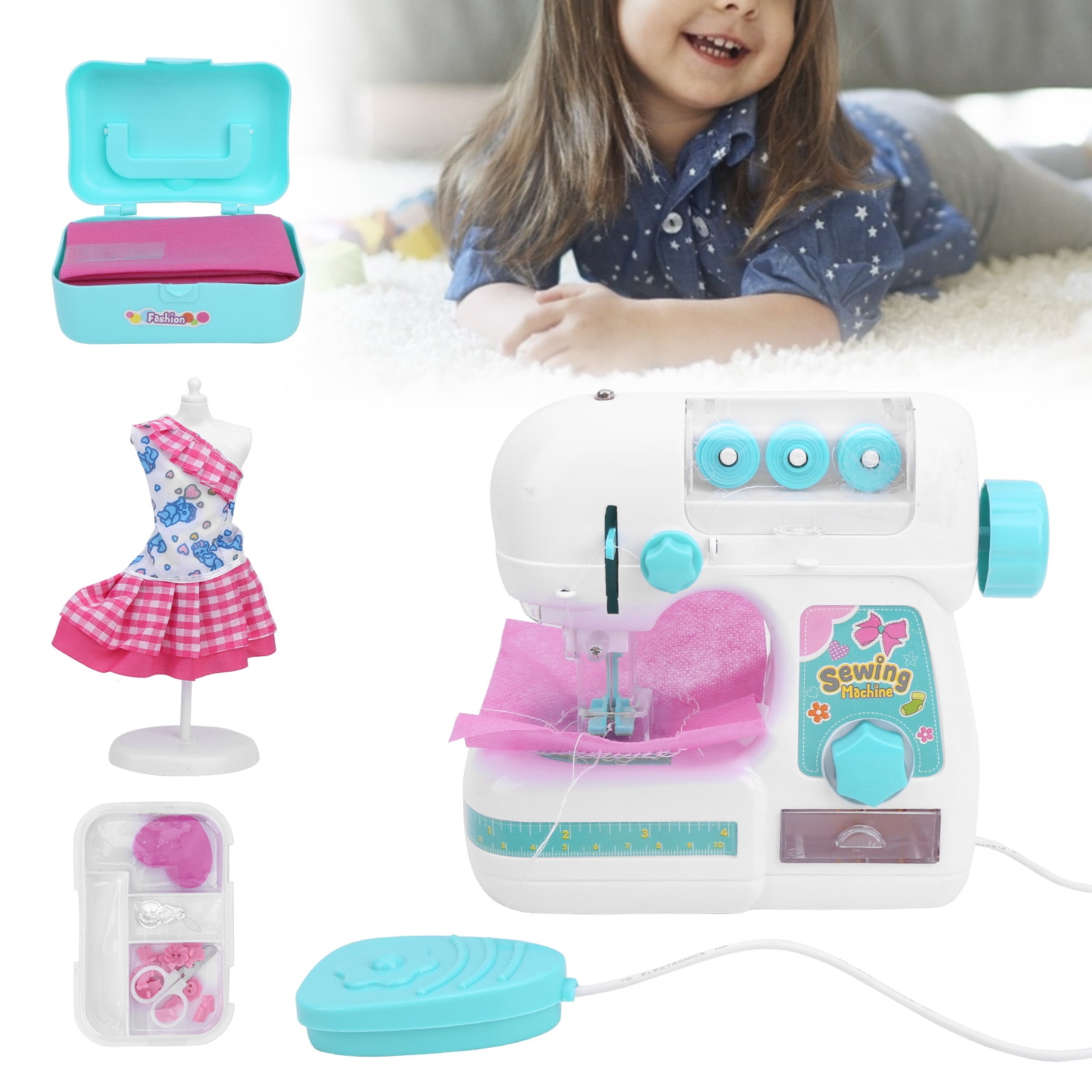 Mini Sewing Machine, Educational Electric Kids Sewing Kit, DIY Interesting for Kids Over 4 Years Old Boys and Girls Birthday Gifts