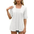 thumbnail image 2 of Womens Fashion Casual Solid Color Short Sleeve V-Neck Blouses Shirts, 2 of 9