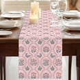 thumbnail image 3 of Table Runners 90 Inches Long Dress Scarves, Vintage Flower Pattern Farmhouse Coffee/Dining/Kitchen Table Runner for Living Room, Spring Floral Leaves Plants Pink 13x90 Inch, 3 of 9