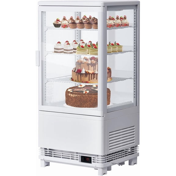 Homhougo 2.8 Cu. FT Commercial Display Refrigerator - Countertop Pastry/Cake Fridge With Adjustable Shelves, Interior LED Lighting & Auto Defrost for Restaurants, Bakeries