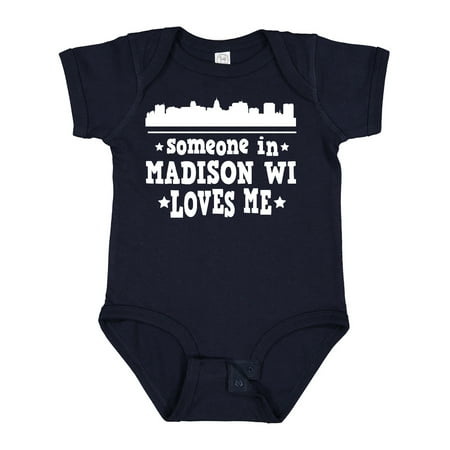 

Inktastic Madison Wisconsin Someone Loves Me Skyline Gift Baby Boy or Baby Girl Bodysuit