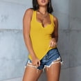 thumbnail image 4 of Camisetas Sin Mangas de Verano para Mujer, de Punto Acanalado, con Cuello en V y Muescas, Ajustadas. Amarillo L, 4 of 9