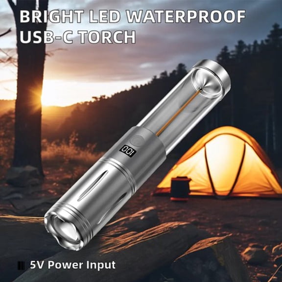2-in-1 Rechargeable LED Flashlight & Camping Lantern, Super Bright Waterproof Light