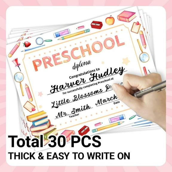 1 set 30 Colorful Stationery Certificate of Achievement Completion Award Recognition Paper 9.8"x7.8" Blank Preschool Kindergarten Graduation