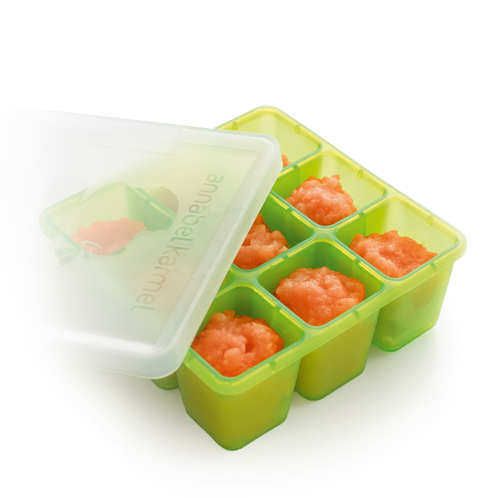 Suyin Silicone Food Molds,Silicone Baby Food Freezer Tray,Food Storage  Container with Lid,Green 