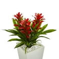 thumbnail image 2 of Nearly Natural 26" Triple Red Bromeliad Plastic Artificial Plant in White Tower Planter, 2 of 2