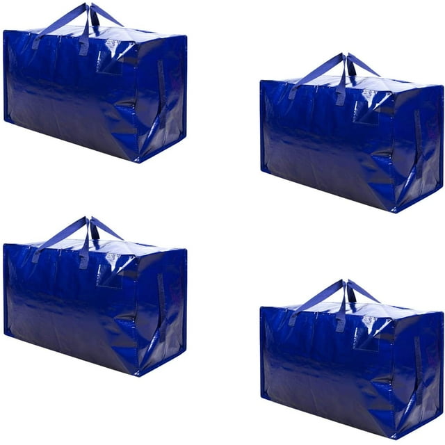Shiyou - Sacs de Déménagement Robustes, Sacs de Rangement Pliables Extra Larges avec Fermetures Éclair et Poignées, Boîtes de Déménagement Réutilisables Imperméables pour Maison, Bureau, Voyage, Camping, Durables et Écologiques (Bleu, Lot de 4)