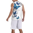 thumbnail image 5 of Gaeub Blue Flying Butterflies Men's Mesh Basketball Jersey, Quick-Drying Sleeveless Top S-4XL, Loose Muscle Tank Top -Large, 5 of 9