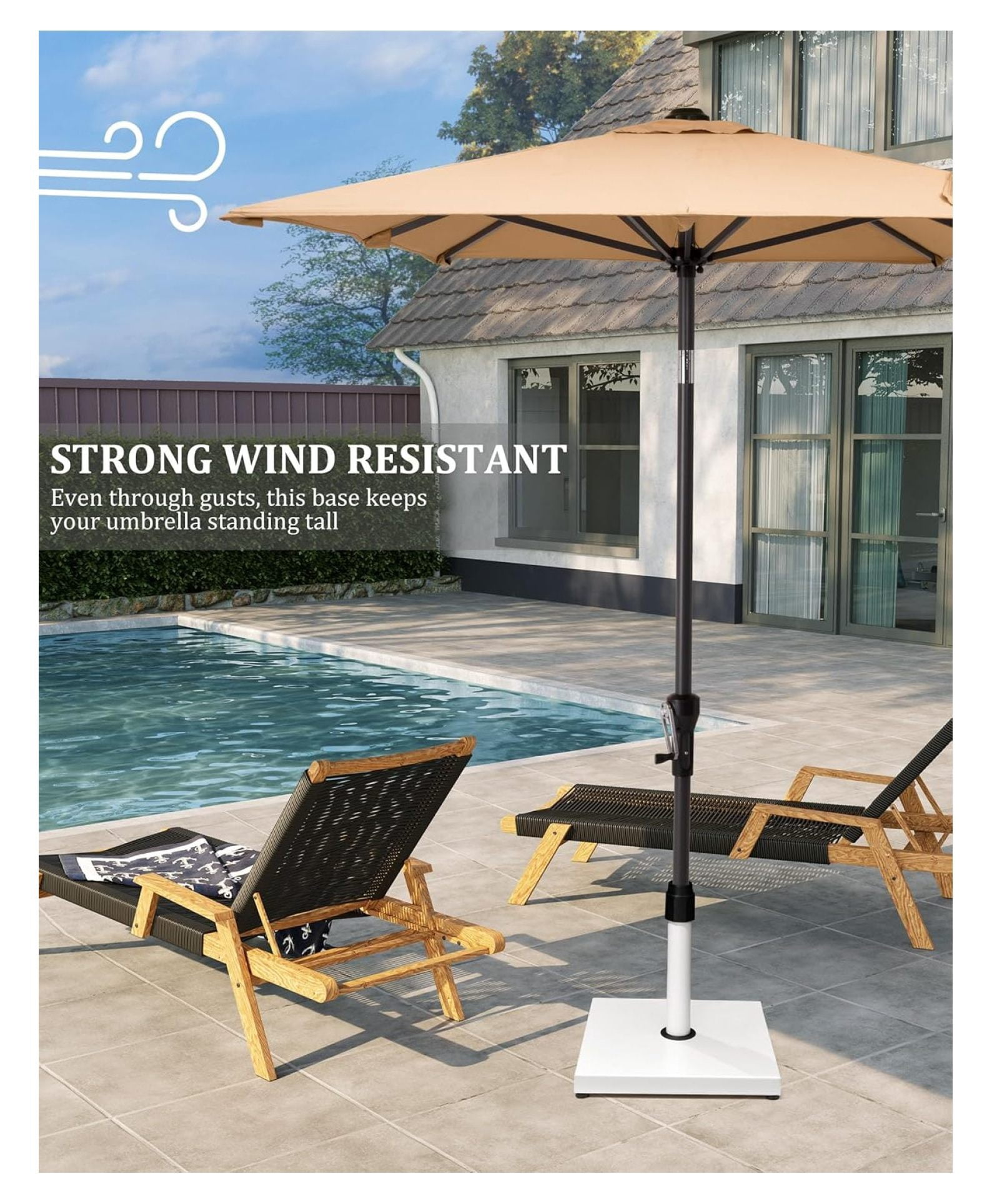 45lbs Patio Umbrella Base - Heavy Duty Outdoor Patio Umbrella Stand for Deck, Poolside, Balcony, Wind-Resistant Design, White