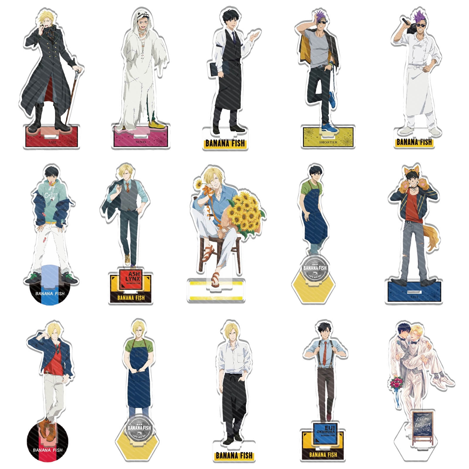 Taicanon 5.9 Anime Banana Fish Ash Okumura Eiji Couples Acrylic Toy  Display Stand Desk Miniature Standing Figure Home Room Decor, Fans Gift 