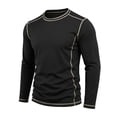 thumbnail image 6 of Men's Contrast Stitch T-Shirt Long Sleeve Crewneck Exposed Seam Top Relaxed Fit Casual Pullover for Daily Commute Outdoor Activities, 6 of 9