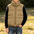 thumbnail image 2 of ITSAME Boys Puffer Vest (5-13) Stand Collar Drawstring Hem Quilted Winter Warm Outerwear with Pockets Size 7, 2 of 8