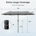 thumbnail image 6 of Alpha Joy 13x6.5ft Double-Sided Extra Large Outdoor Patio Market Rectangle Umbrella with Crank Handle, Smoky Gray, 6 of 6
