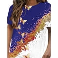 thumbnail image 3 of Gvmfive Women Short Sleeve T-shirt Print Round Neck Blouse Casual Tops, 3 of 5