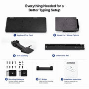 Uncaged Ergonomics KT2 Adjustable Under-Desk Keyboard Tray with Mouse Pad for Standing Desks, Black