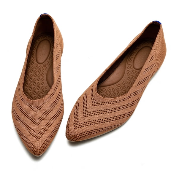 LANCROP Women's Wide Width Pointed Toe Ballet Knit Flats Plus Size Slip On Dress Loafers Casual Shoes