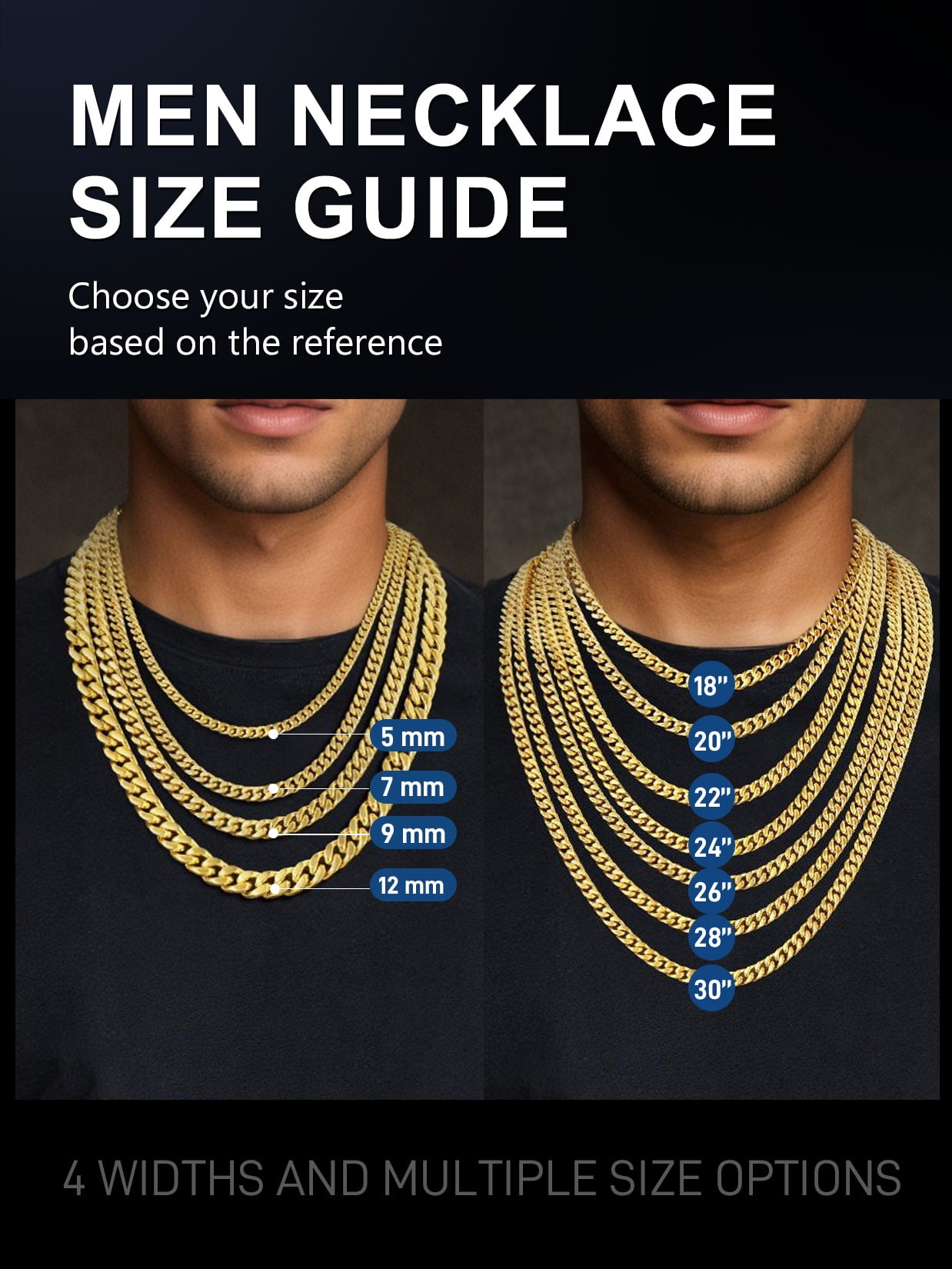 ChainsProMax Mens Long Necklace Chain 18K Gold Plated Cuban Link Chain for Men 9mm 28inch
