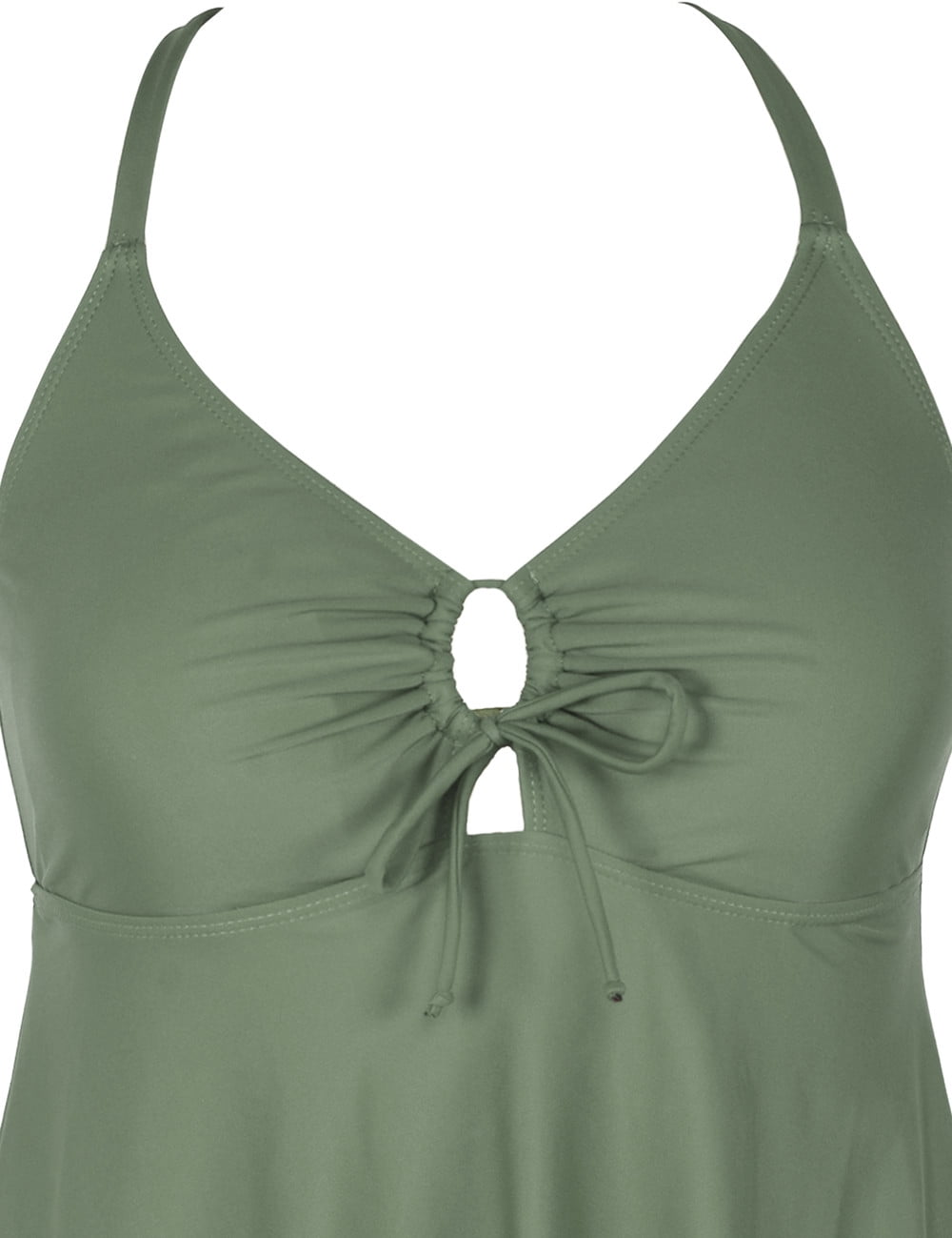 Mycoco Women's Front Tie Swim Top Cross Back Tankini Top Flowy Swimsuit Tops