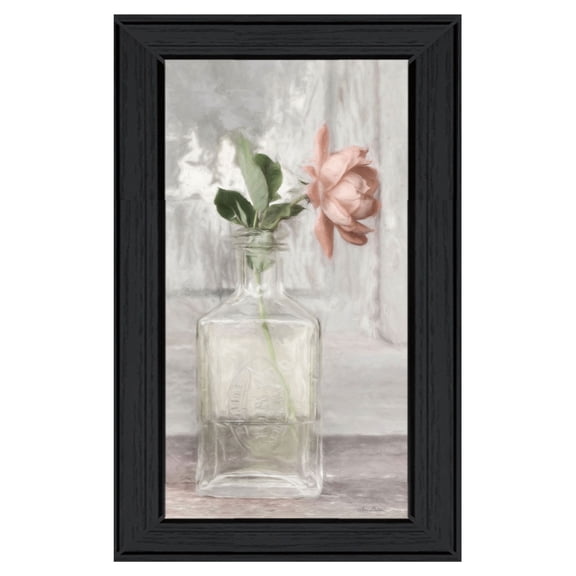 Trendy Decor 4U "Cottage Peach Rose" Framed Wall Art, Modern Home Décor Black Framed Print for Living Room, Bedroom & Farmhouse Wall Decoration by Lori Deiter 21"x12"