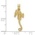 thumbnail image 2 of 14k Gold 3-d Seahorse Textured Thin Tail Charm 25x9mm Wide 2.25mm Thick Pendant Necklace for Women, 2 of 2