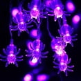 thumbnail image 1 of Luces de araña para Halloween, 20 luces LED a pilas, color morado, 1 of 5