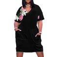 thumbnail image 2 of Three Cherry Parfait Tea Roses vestido suelto con bolsillo para mujer, 2 of 7
