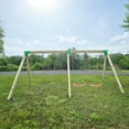 thumbnail image 3 of Set of 2 Heavy-Duty Durable and Rust Resistant Steel A-Frame End Swing Brackets for Backyard Playground Set Wooden Swing - Includes Mounting Hardware for Easy DIY Installation, Green, 3 of 5