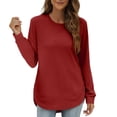 thumbnail image 1 of MITCOWBOY Tuniques pour Femmes, Chandails en Molleton à Col Rond Manches Longues Ourlet Incurvé Chandails en Molleton Sans Capuche, Hauts d'Automne pour Femmes Tendance Rouge 2TG Liquidation!, 1 of 4