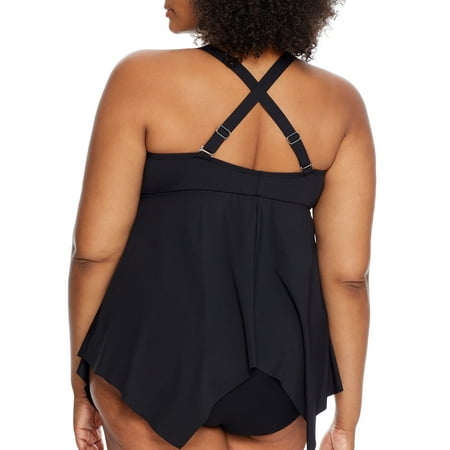 Plus Size Eco Onyx Sharkbite Underwire Tankini Top Swimsuit