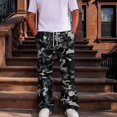 thumbnail image 2 of Men Elastic Drawstring Waist Camo Sweatpants Wide Leg Loose Fit Soft Athletic Jogger Streetwear Trousers With Side Pockets 2XL, 2 of 8
