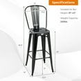 thumbnail image 3 of Costway Set of 4 High Back Metal Stool 30" Seat Bar Height Industrial Bar Stools Black, 3 of 12