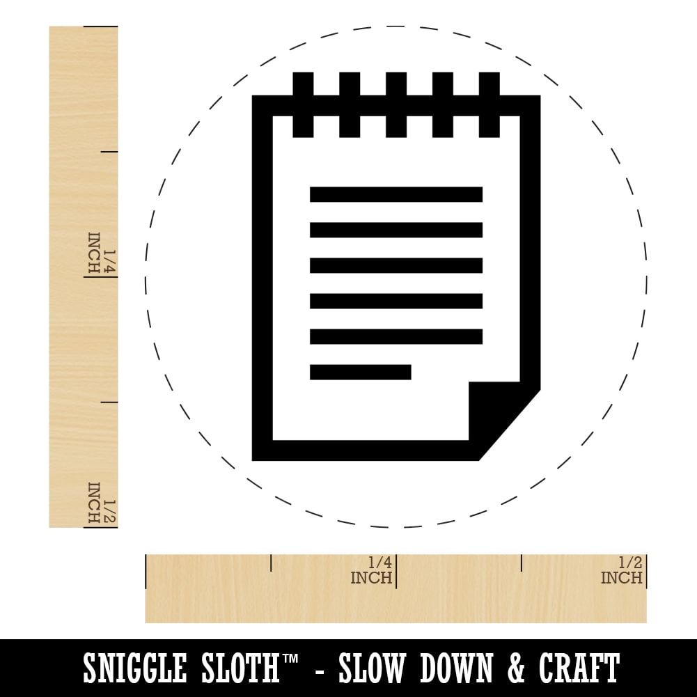 Notepad Piece of Paper Self-Inking Rubber Stamp Ink Stamper - Black Ink - Mini 1/2 Inch