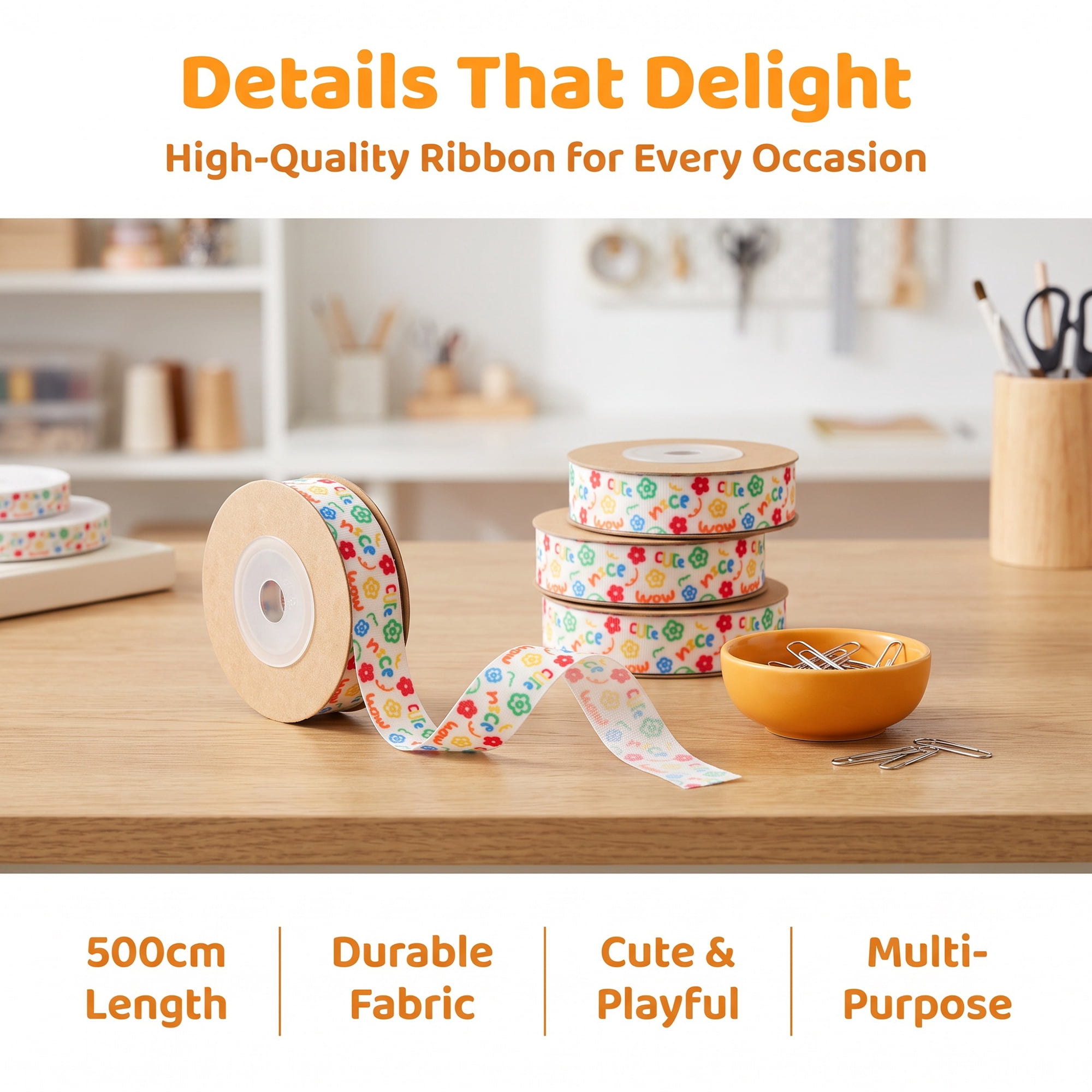 Unique Bargains Vibrant Fabric Cartoon Ribbon for Creative Gift Wrapping Projects Floral
