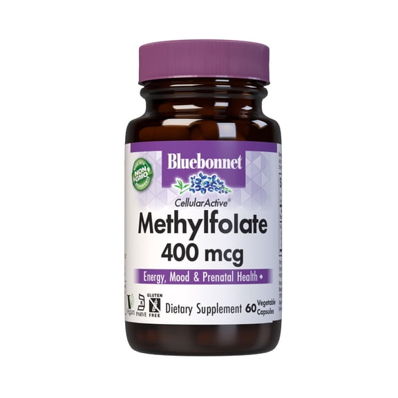 Bluebonnet CellularActive Methylfolate 400 mcg, Energy Mood & Prenatal Health*, 60 Caps