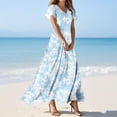 thumbnail image 2 of Horkkom A Line Dresses for Women Summer V Neck Maxi Dresses Casual Vacation Floral Dress, Gifts for Women L, 2 of 5