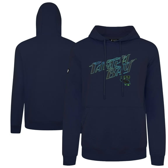Men's Levelwear Navy Tampa Bay Rays City Connect Podium Back Splash Pullover Hoodie