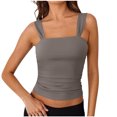thumbnail image 4 of Blusa de poliéster para mujer, sin mangas, con cuello cuadrado y tirantes finos, de color liso, 4 of 9