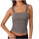 thumbnail image 4 of Blusa de poliéster para mujer, sin mangas, con cuello cuadrado y tirantes finos, de color liso, 4 of 9